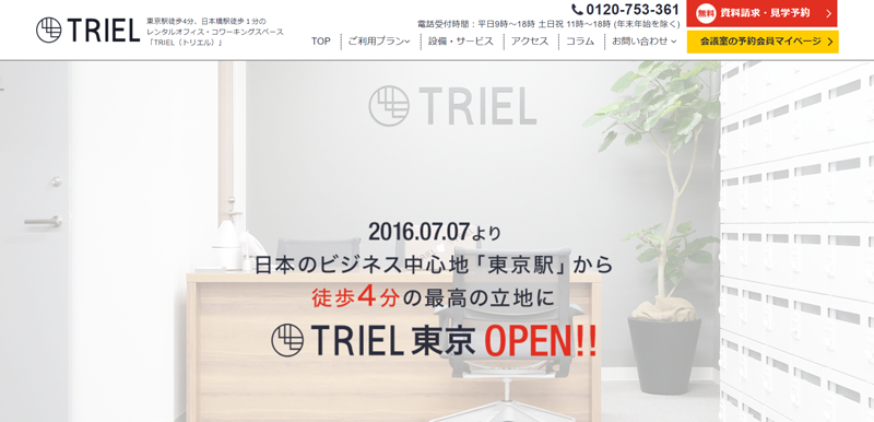TRIELのウェブサイトの画像